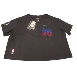 NWT Women's Philadelphia 76ers Pro Standard‎ Crop Top Tee Medium Black